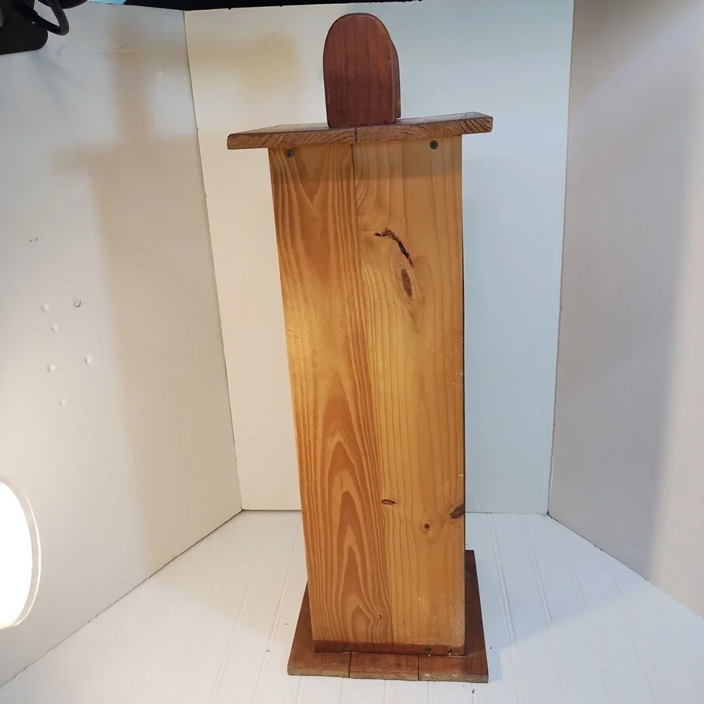 Vintage Wood Rustic Heart Cut Out Toilet Paper Storage Roll Holder Cottage READ